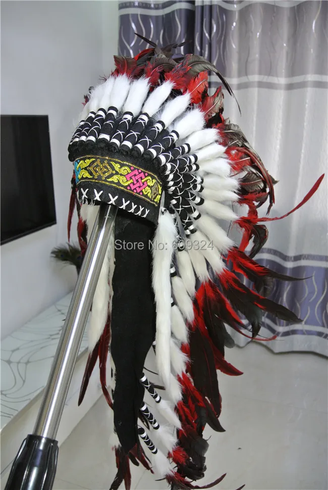 Женский головной убор с красными и черными перьями|costume prop|headdress photocostume roman |
