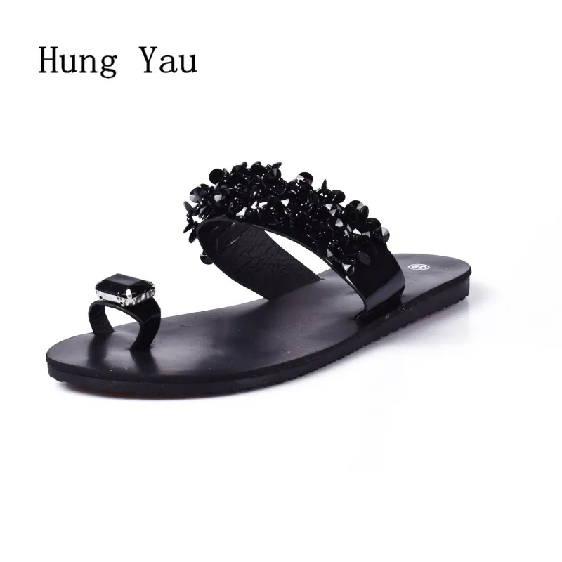 online Mulheres Sandálias Flip Flops 2018 Nova Moda Strass Verão Cunhas Sapatos Mulher Desliza Cristal Bela Senhora Sapatos Casuais Feminino