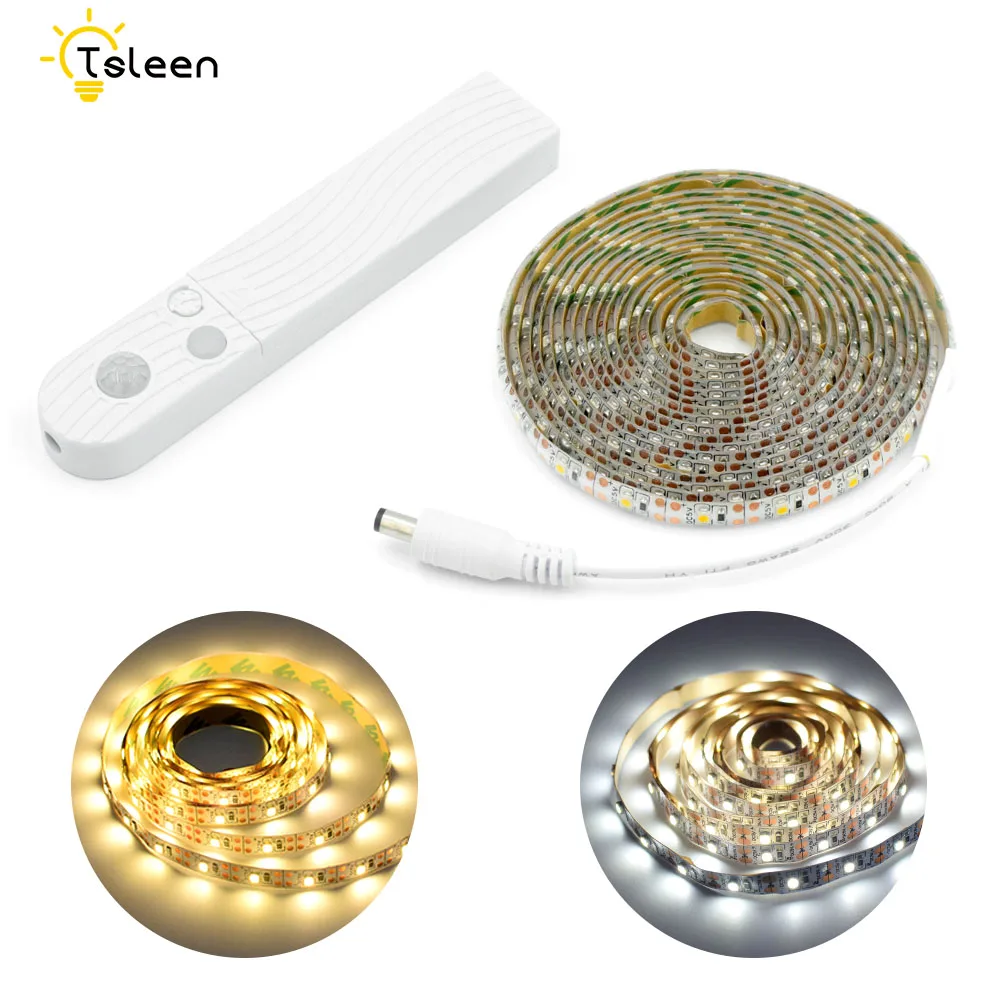 

TSLEEN DC5V LED Strip Wireless PIR Motion Sensor LED Wardrobe Light Fita de Led Night Light SMD 2835 Closet Lamp Tape Waterproof