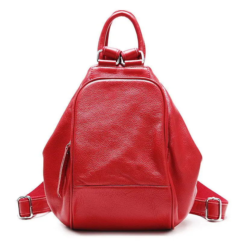 ZENCY 2022 100% Soft Natural RED black BLUE Genuine Leather Shoulder Women's Backpack Ladies First Layer Real Cowhide Casual Bag 