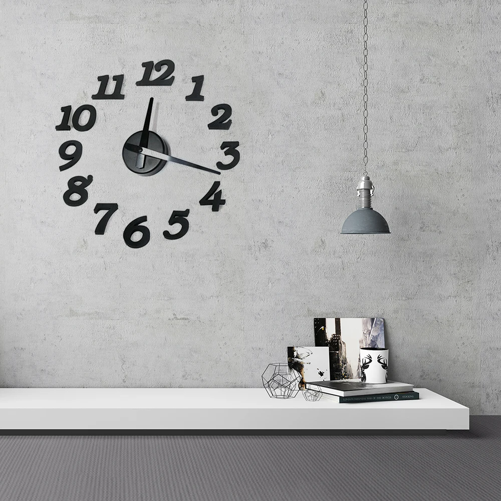 

Creative Novelty Wall Digital Clock , Modern Design DIY Graffiti Double-Sided Adhesive Paste Art Living Room Wall Clocks Watch