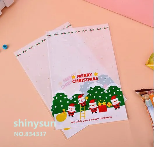 

100pcs/lot Happy Christmas series 12x18cm packaging bags pouches wrappers cupcake Free shipping