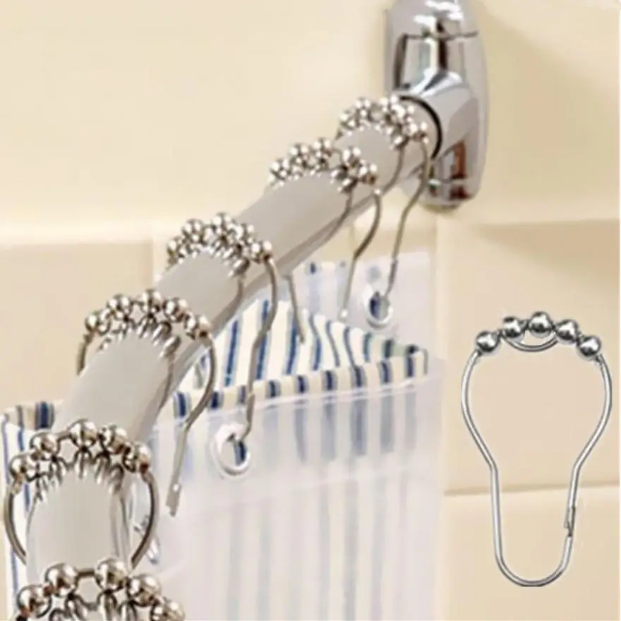 

12pcs/set Shower Curtain Ring Poles Rustproof Shower Curtain Hooks Glide Metal Rings for Bathroom Shower Rods Curtains