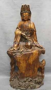 

bi001293 31" Chinese Buddhism Bronze Kwan-yin GuanYin Buddha Goddess Sitting Hill Statue