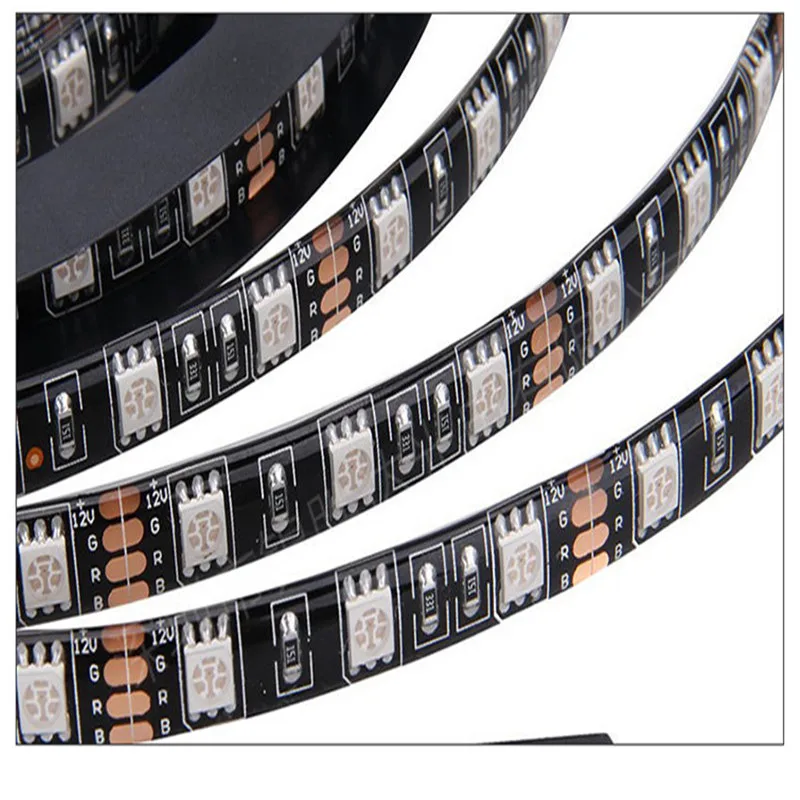 

PCB Board Flexible LED Light 5050 SMD 60LEDs/M Black DC 12V LED Strip Waterproof RGB 5050 LED Tape For TV Background Decoration