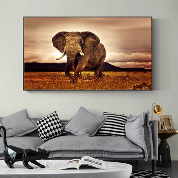 

Modern Printed Elephant Oil Painting Picture Cuadros Decoracion Canvas Wall Art For Living Room Unframed Family Landscape