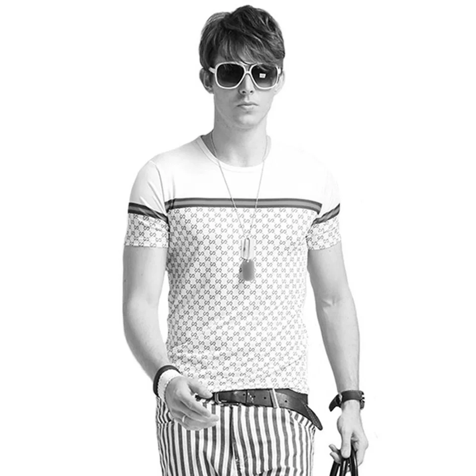 

NIGRITY 2019 New Brand Mens T-Shirt Summer Silk-Cotton Short Sleeve T Shirts Casual Tee Shirt Male T shirt Homme Plus Size S-5XL