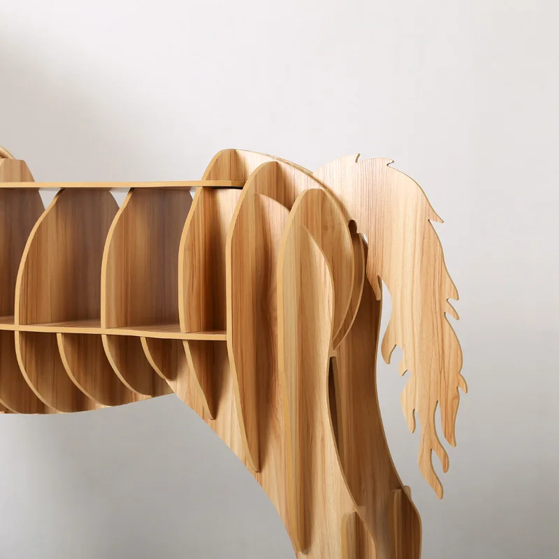 High-end 9mm Horse Desk Horse Coffee Table Wooden Horse Furniture Shelves Bookcases TM013M
