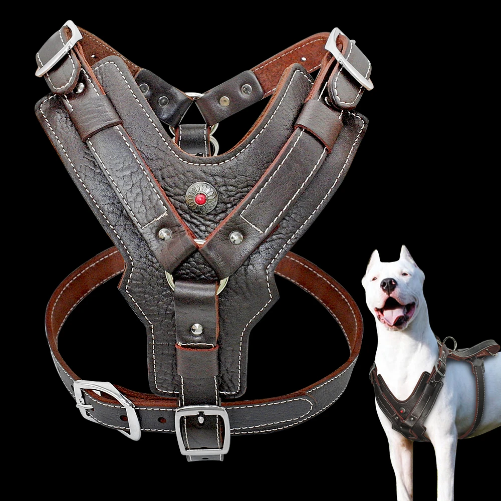 hakiki deri kopek kosum buyuk kopekler icin pet egitim yelegi hizli kontrol kolu icin ayarlanabilir labrador pitbull k9