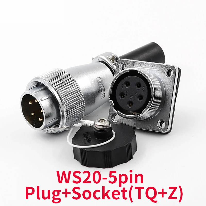 

IP68 Waterproof 5 Pin WS20 Connector Shockproof High Voltage Connectors Plug Socket Industrial Power Connector