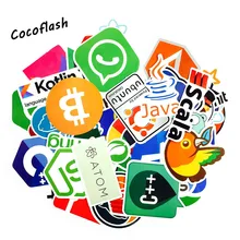 50Pcs lot Internet Java JS Php Html Cloud Docker Bitcoin Programming Language APP Logo Cool Stickers