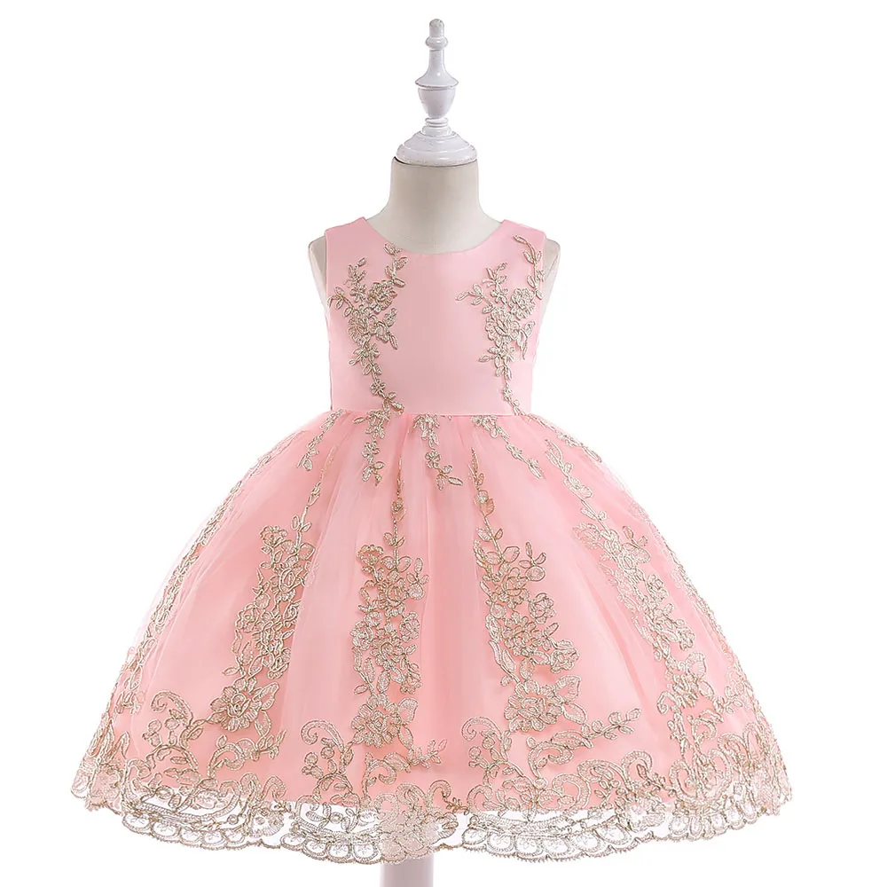 Лето Вышивка костюм Детские платья для девочек детские для маленьких девочек платье принцессы вечерние свадебное платье 10 лет L9028