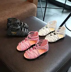 2019 Новая летняя обувь модные римские сандалии для девочек детские сандалии-гладиаторы сандалии для начинающего ходить ребенка обувь