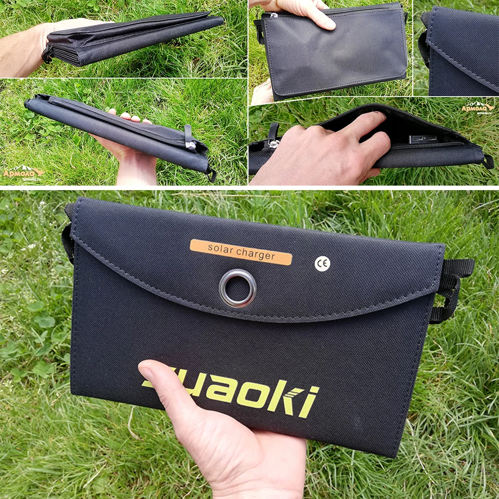 Suaoki 25W paneles solares portátiles plegables impermeables Dual 5 V/2.1A USB Solar Panel cargador banco de energía para la batería del teléfono - 5