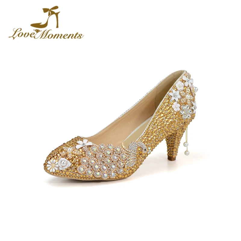 gold rhinestone shoes