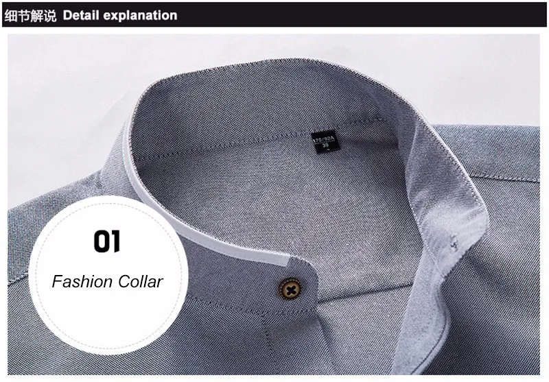 Korean Sleeve Collar Long discount Dress Business Stop118 Fashion BROWON Shirt Mandarin Shirts Slim New M-5XL Clothes Fit Mens Last Casual Men 14 Korean Sleeve Collar Long 14