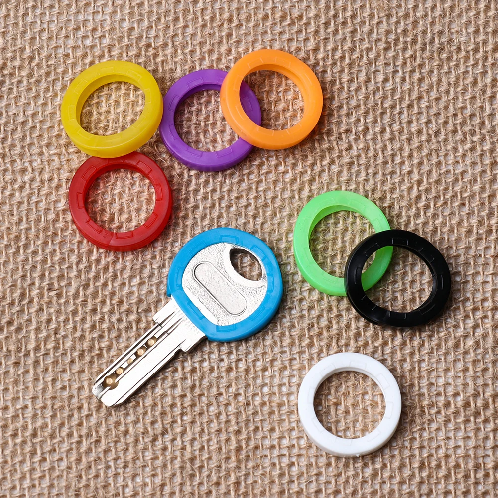 

8Pcs/set Key Cap Covers Topper Key Holder Keyring Rings Key Case New Random Colors Hollow Silicone Bag Organizer Wallets Holder