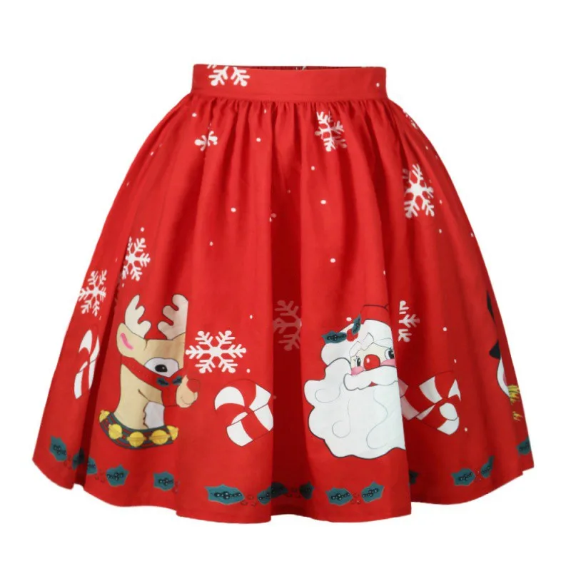 Женская рождественская юбка Санта Снежинка с принтом бальное платье мини женская короткая Рождественская Вечерние Повседневная