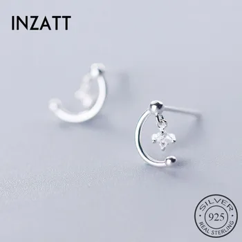 

INZATT Real 925 Sterling Silver Zircon Star Minimalist Stud Earrings For Fashion Women Party Cute Fine Jewelry Accessories 2019