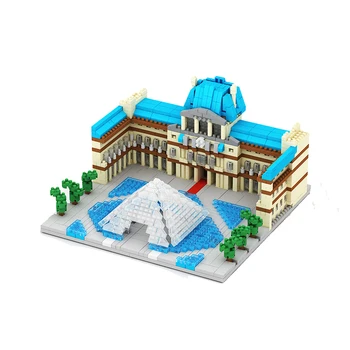 

AIBOULLY 054 World Famous Architecture Paris Louvre Museum 3D Model Mini Diamond Building Blocks Bricks Toy for Children