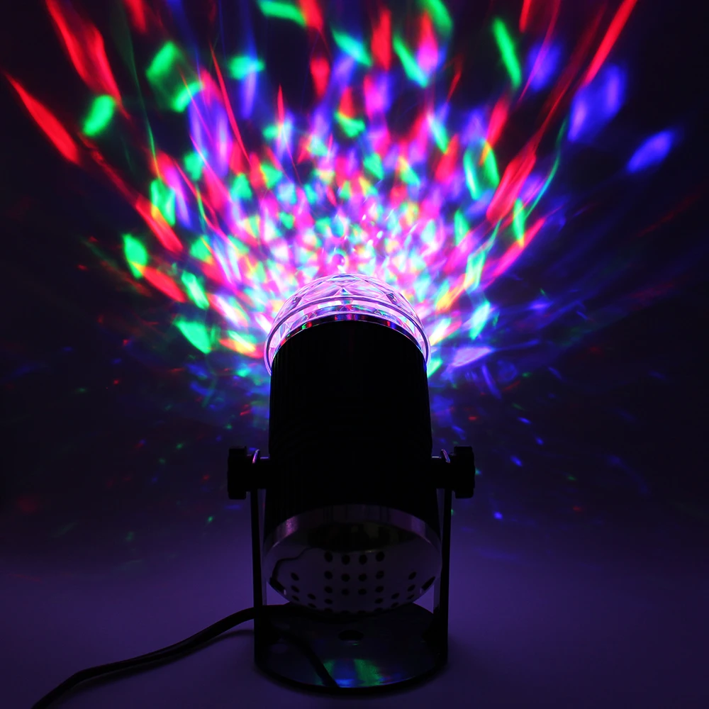 

Voice Cotrol Professional Disco Ball Mini RGB LED DJ Stage Light Auto Rotating Crystal Magic Party Stage Lights Sound Active