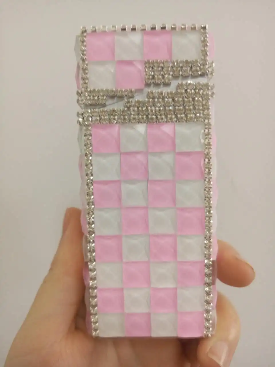 Алмазный портсигар, Andmade портсигар моды леди, розовый портсигар для молодых дам милый портсигар - Цвет: PINK AND WHITE