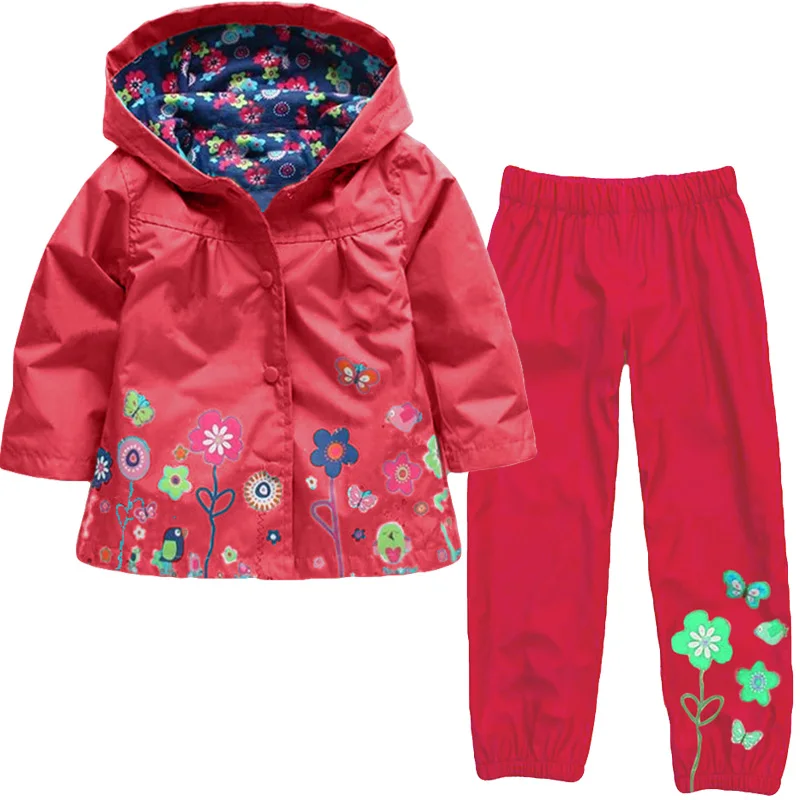 KEAIYOUHUO комплекты одежды для девочек зимняя одежда для девочек Набор плащ куртка Брюки, 2 предмета детская одежда спортивный костюм для девочек - Цвет: red