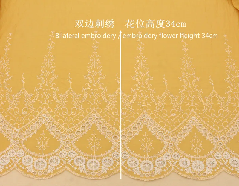 Cotton Cloth Lace Fabric Positioning Bilateral Embroidery 138CM DIY Fabric Baby Clothes Skirt Home Textile Accessories