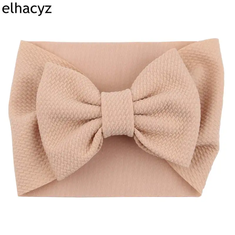 New Arrival Turban Popular 5'' Big Hair Bow Headband For Girls Headwrap Textured Fabric Elastic Kids DIY Hair Accessories - Цвет: 11