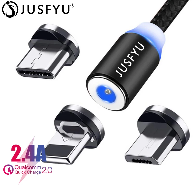 

1M/2M Fast Magnetic Cable Microusb Type C Charger Charging For iPhone XS X XR 8 7 Samsung S10 S9 Magnet Android Phone Cable Cord