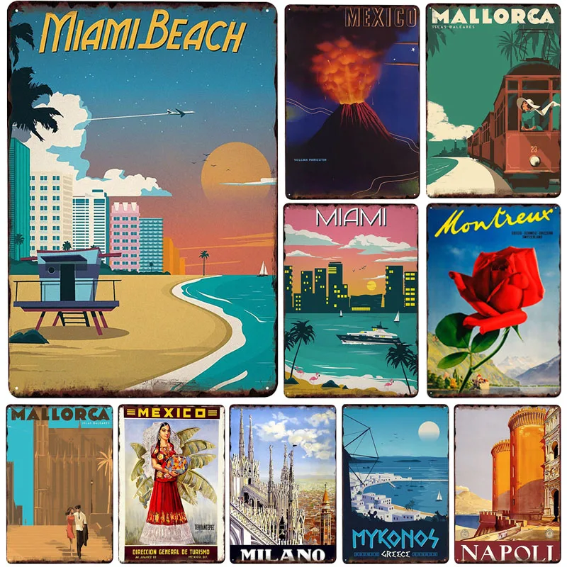 

New Famous MIAMI Metal Vintage Metal Signs Home Decor Vintage Tin Signs Pub Home Decorative Plates Metal Sign Wall Plaque Metal
