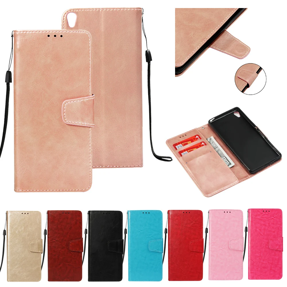 

LUCKBUY Plain Case For Coque Sony Xperia XA XA1 XA2 XZ1 XZ2 Compact Sony E5 Retro Leather Flip Wallet For Sony Xperia L1 L2 Case