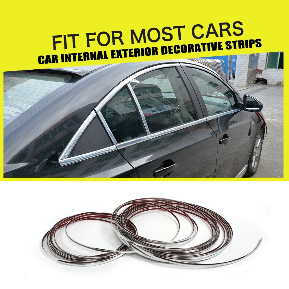 6mm 28mm x15M Universal PVC Chrome Auto Car Body Kit Side Skirt Window