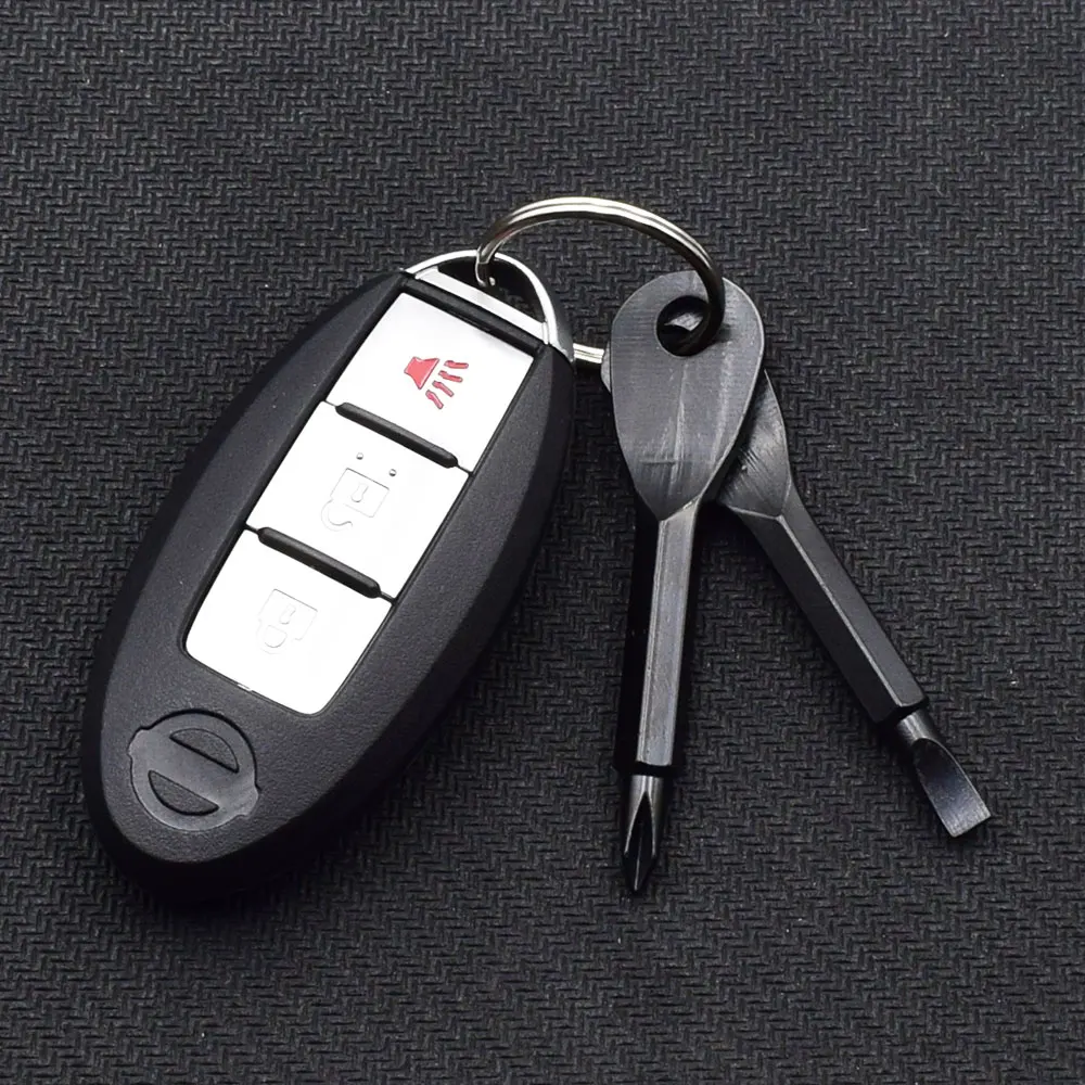 

ATOBABI Stainless Steel Screwdriver Car Key Chains Outdoor EDC Easily Carry-on Phillips Screwdriver Slotted Screwdriver Key Ring