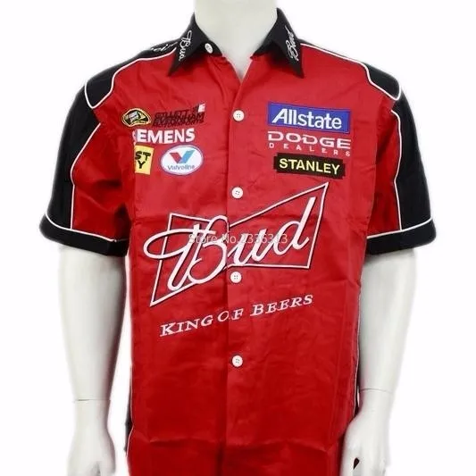 Для мужчин лето clasisic стиль Dodge Budweiser рубашка короткий рукав Авто драйвер хлопковая одежда мото 4S Рабочие Рубашки - Цвет: 1