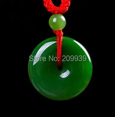 

huij 002746 Hetian green jade jasper necklace pendant jadeite chinese emerald icy doughnut