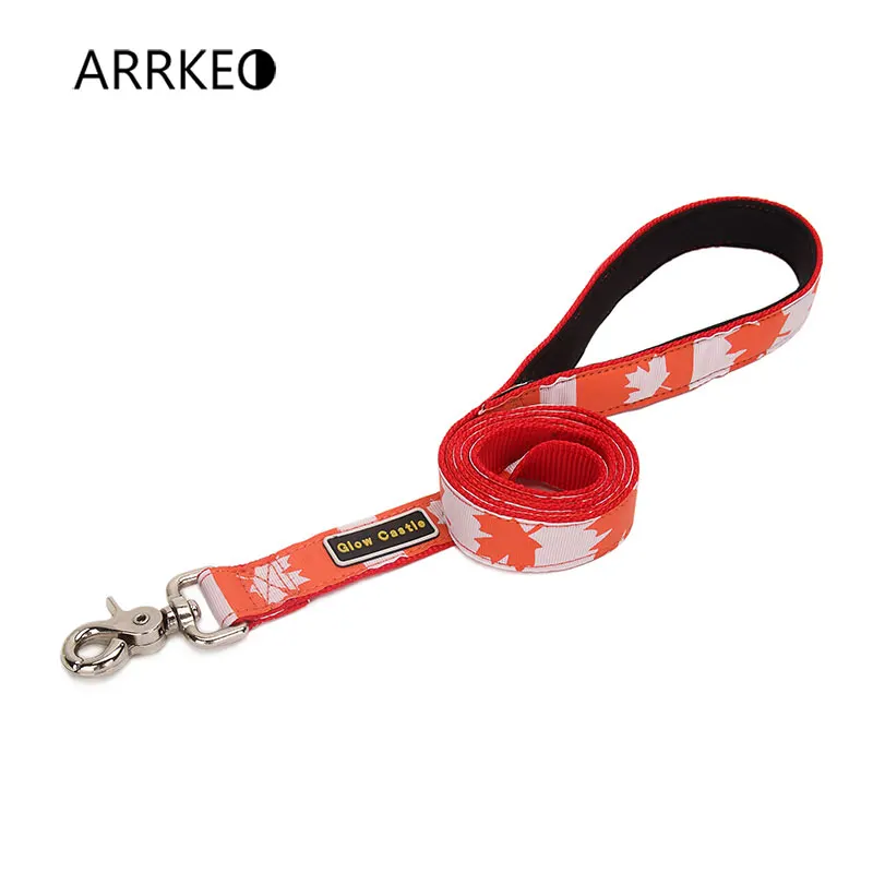 ARRKEO USA Canada Flag Nylon Dog Collar with Dog Leash Lead Puppy Cat Pet Supplies Dog Accessories 120 CM For Large Small Dogs (8)
