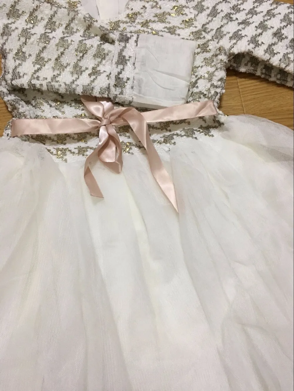 Новое осенне-зимнее платье с ожерельем для девочек; платье принцессы с узором «гусиная лапка» для девочек; детская одежда; детское праздничное платье для девочек; CE032