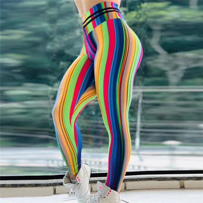 Новое поступление обтягивающие женские леггинсы для фитнеса 3D сетка колючая груша в полоску с принтом Спортивные Леггинсы пуш-ап эластичные тонкие брюки - Цвет: 498