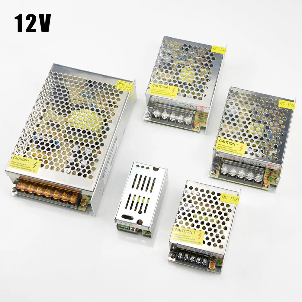 AC110V 220V постоянного тока до DC12V Алюминий чехол светильник ing трансформаторы 12 Вт 24 Вт 36 Вт 60 Вт 100 Вт 120 Вт 180 Вт 360 Вт Светодиодные ленты светильник переключатель Питание