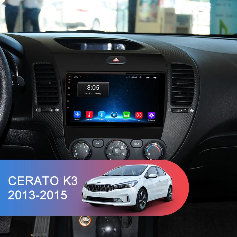 Best Junsun Android 8.1 2 Din Car DVD GPS Video Radio Player for KIA Cerato K3 forte 2013 2014 2015 2016 Stereo Multimedia head unit 1
