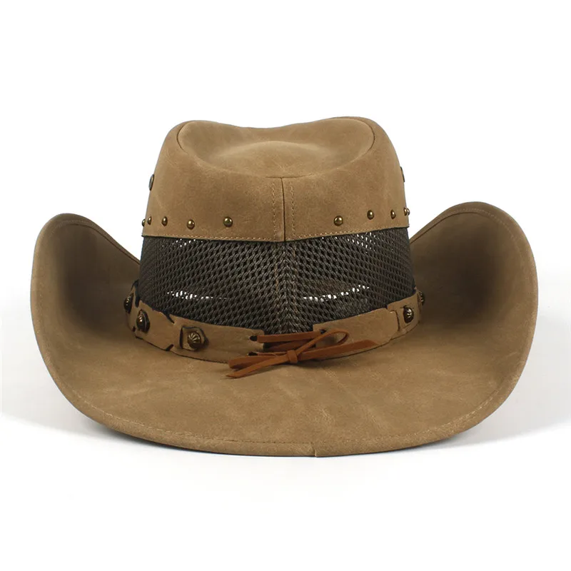 Color : Khkai, Size : 58-59cm MXL Mens Leather Cowboy Hat Summer with Mesh Dad Godfather Hats 58-59CM Color : Khkai, Size : 58-59cm MXL Mens Leather Cowboy Hat Summer with Mesh Dad Godfather Hats 58-59CM