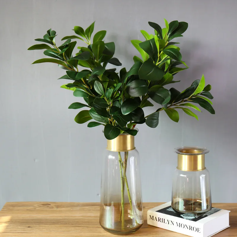 Flone 3 Branch Artificial Green Plant Fake Real Touch Plant Simulation Plant Flowers Bouquet Wedding Home Party Decor Floral  (7)