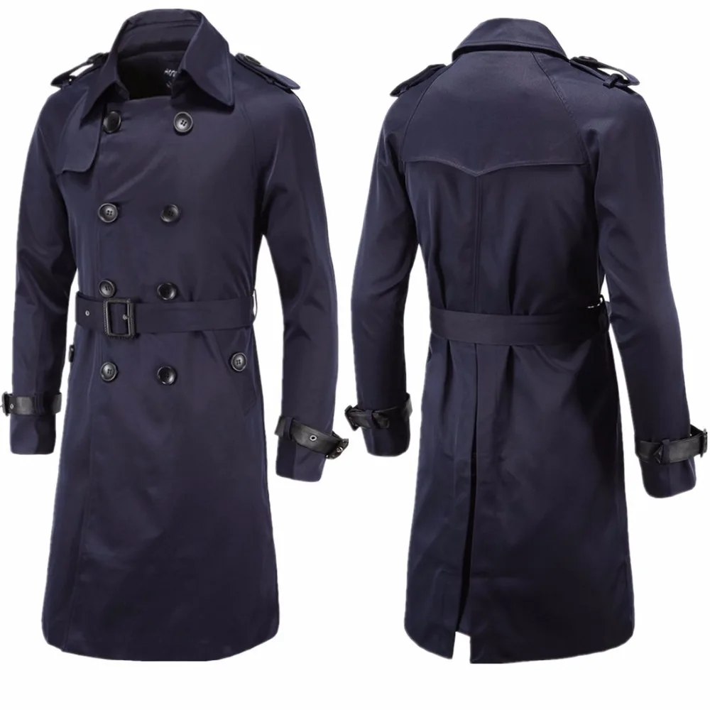 

Top quality 2020 Fashion Autumn winter gentleman trench coat Slim Fit double-breasted Long Style casaco masculino Coat