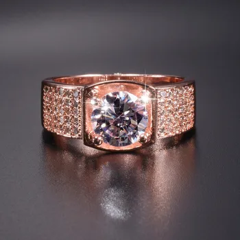 

Promotion!!! Real Solid 100% 925 Silver & Rose gold Rings Wedding Jewelry for Men Luxury 3ct Simulated Diamond Ring US Size 8-13