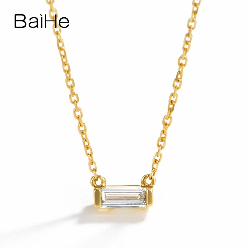 BAIHE Твердые 18K желтое золото 0.08ct H/SI натуральный бриллиант свадебные женские
