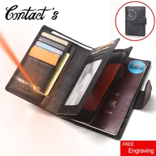 Free Engrave Genuine Leather Men Passport Wallet Fashion Large Capacity Passport Cover Case Travel Hasp Male Solid Card Holder