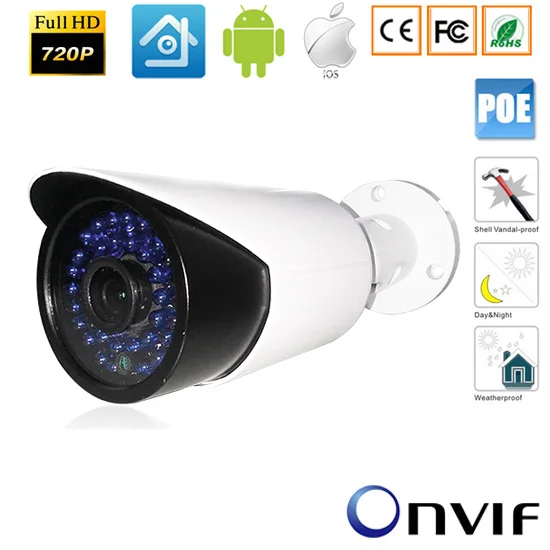

CCTV 720P/960P/1080P HD Network 48V POE Bullet Outdoor IP Camera P2P Waterprooof POE Camera PC& Android IOS View 4MM Lens