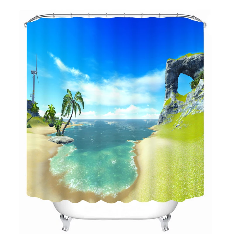 

Senisaihon 3D Shower Curtains Sea Natural landscape Pattern Waterproof Washable Fabrics Bathroom Curtains Home Bathroom Products