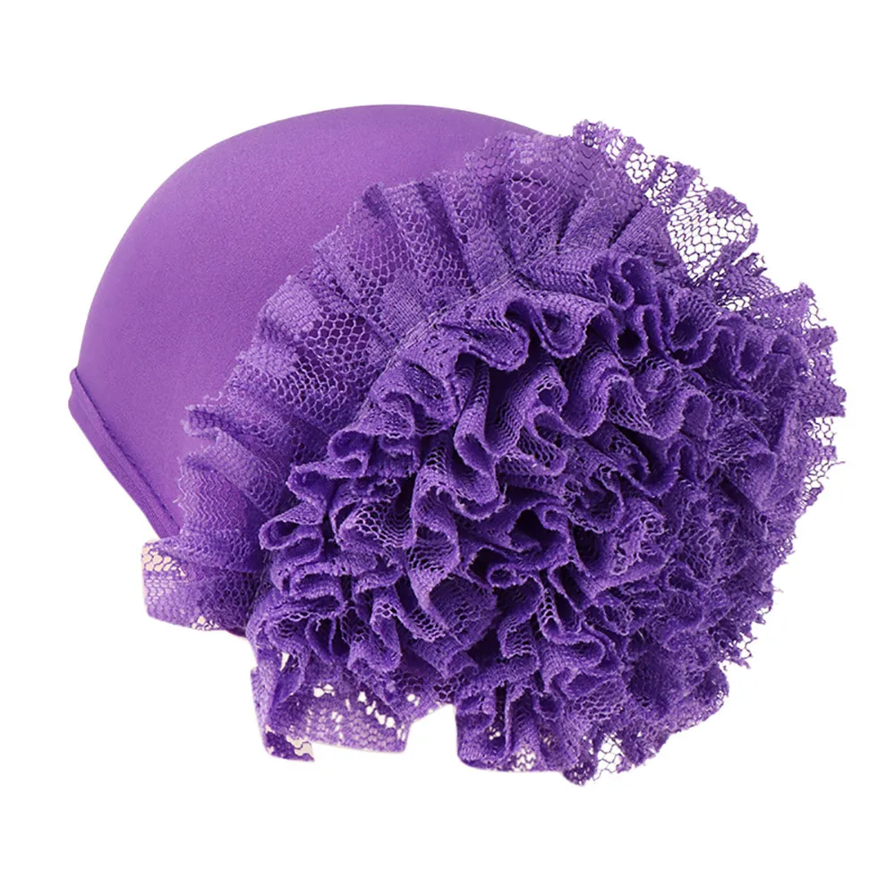 Женская Цветочная индийская шляпа цветок эластичная шапочка-тюрбан капот Кепка chemo для пациентов с раком дамские банданы Африканский головной убор Новинка - Цвет: Purple